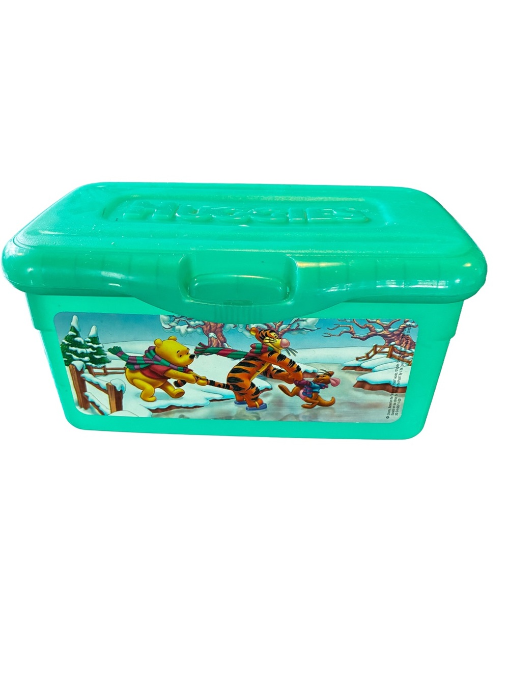 Vintage Huggies Winnie the Pooh Ice Skating Wipes Container